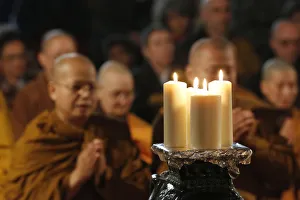 Monks Prints: Buddhist monks during Wesak (Buddhas birthday, awakening and nirvana