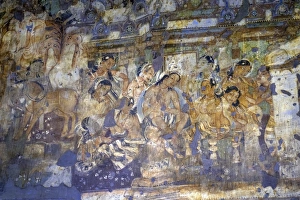 Buddhist painting in the Ajanta Caves, UNESCO World Heritage Site, Maharashtra, India