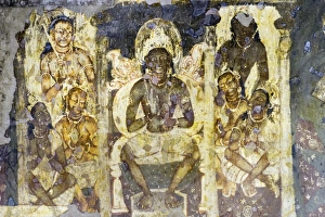 Meteorological Prints: Buddhist painting in the Ajanta Caves, UNESCO World Heritage Site, Maharashtra, India