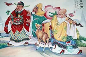 Typically Vietnamese Prints: Buddhist painting, Hoi Tuong Te Nguoi Hoa Buddhist Chinese temple, Phu Quoc, Vietnam