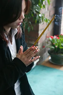 Images Dated 5th November 2009: Buddhist prayer, Linh Son pagoda, Joinville le Pont, France, Europe