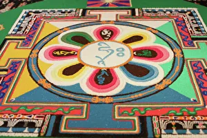 Colourful Prints: Buddhist sand mandala, Paris, France, Europe