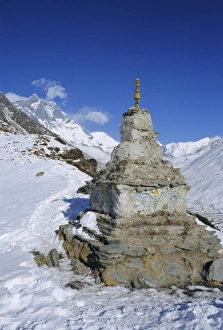 Himalaya Prints: Buddhist stupa above Dingboche