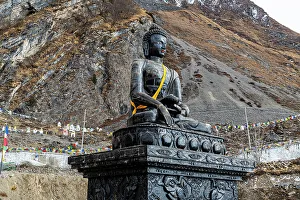Mustang Kingdom Prints: Buddhist stupa in Muktinath valley, Kingdom of Mustang, Himalayas, Nepal, Asia