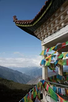 Images Dated 1st May 2008: Buddhist stupa and prayer flags, Deqin, called Shangri-La, near the Tibetan Border
