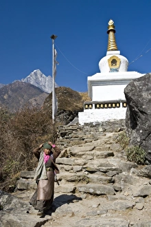 Religions Prints: Buddhist Stupa, Solu Khumbu Region, Nepal, Himalayas, Asia