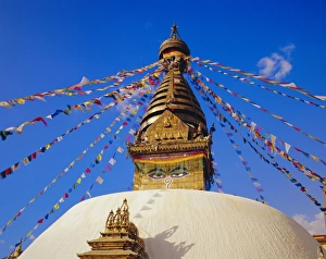 Bunting Prints: Buddhist stupa at Swayambhunath