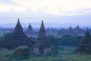 Buddhist temples at dawn, Bagan (Pagan) archaeological site, Mandalay Division