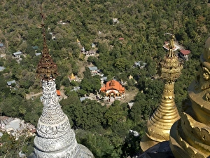 Bagan Prints: Buddhist temples of Mount Popa near Bagan, Myanmar (Burma), Asia