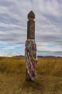 Grasslands Prints: Buddhist totem, Salbyksky Mound, Valley of the Kings, Republic of Khakassia, Russia