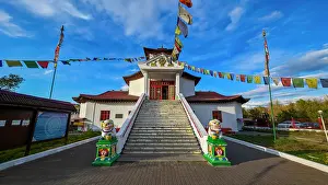 Symbolism Prints: Buddhist Tsechenling Temple located in Kyzyl