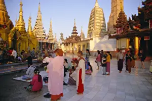 Pray Prints: Buddhist worshippers at the Shwedagon Paya (Shwe Dagon pagoda), Yangon (Rangoon)