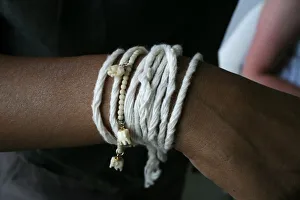 Laos Prints: Buddhist wrist strings, Luang Prabang, Laos, Indochina, Southeast Asia, Asia