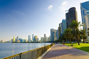 Buheirah Corniche beside Khalid Lagoon, Sharjah, United Arab Emirates, Middle East