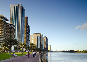 Sharjah Prints: Buheirah Corniche beside Khalid Lagoon, Sharjah, United Arab Emirates, Middle East