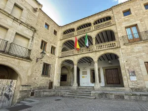 Trujillo Prints: Building design and structure of the Palace of Justice in the Old Town Hall located in Trujillo Extremadura Spain