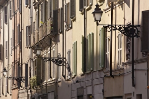 Shutters Prints: Building facades in the city of Parma, Emilia-Romagna, Italy, Europe