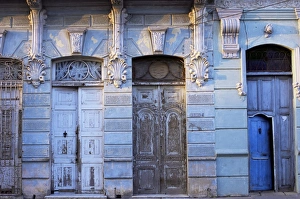 Cienfuego Prints: Building facades in evening light, Cienfuegos, Cuba, West Indies, Central America