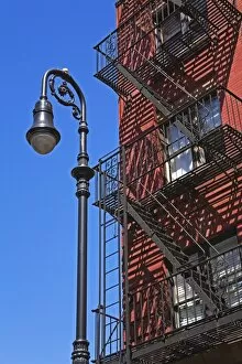 Building fire escape in Greenwich Village, Downtown Manhattan, New York City