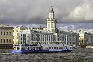 River Boat Prints: Building of the first Russian museum Kunstkamera (Kustkammer) in St. Petersburg, Russia