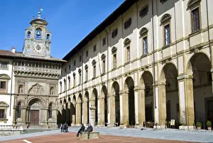 Arezzo Prints: The building of Fraternita dei Laici, Piazza Vasari or Piazza Grande, Arezzo