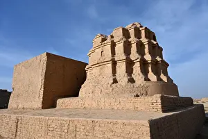 Oasis Prints: Building in the ruined ancient Silk Road oasis city of Gaochang, Taklamakan desert