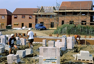Builder Prints: Building site for new homes, Milton Keynes, Buckinghamshire, England, United Kingdom