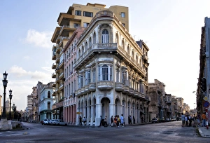 Traditionally Cuban Prints: Buildings at the end of Prado, near The Malecon