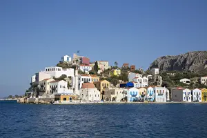 Skies Prints: Buildings at Harbour Entrance, Kastellorizo (Megisti) Island, Dodecanese Group