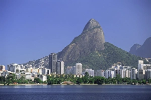 Outcropping Prints: Buildings on Lagoa Rodrigo de Freitas, Rio de Janeiro, brazil, South America