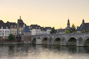Limburg Prints: Buildings in the old town along the Meuse (Ms) River, Mstricht, Limburg, Netherlands