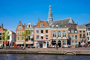 Haarlem Prints: Buildings along the Spaarne River, Haarlem, North Holland, Netherlands, Europe