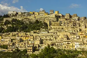 Modica Prints: Buildings in steep gorge at Modica