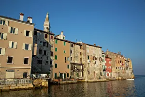 Old Towns Prints: Buildings on the waterfront and Tower of Church of St