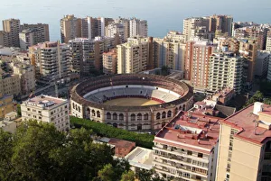 Aerials Prints: Bull ring, Malaga, Andalusia, Spain, Europe