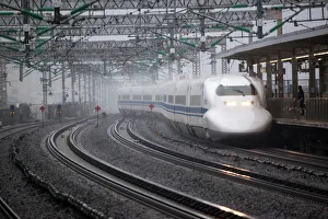 Osaka Prints: Bullet train at Shin-Osaka Station, Osaka, Kansai, Japan, Asia