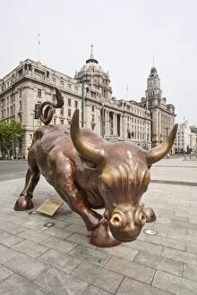 Domed Gallery: The Bund Bull in front of the Shanghai Pudong Development Bank and Customs House, The Bund