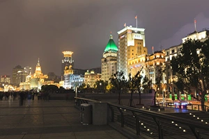 Bund Prints: The Bund illuminated at night, Shanghai, China, Asia