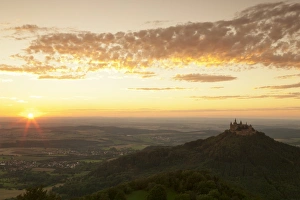 Swabian Alps Prints: Burg Hohenzollern Castle at sunset, Hechingen, Swabian Alps, Baden-Wurttemberg, Germany