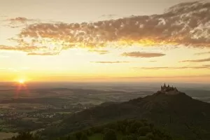 Images Dated 18th August 2008: Burg Hohenzollern Castle at sunset, Hechingen, Swabian Alps, Baden-Wurttemberg, Germany