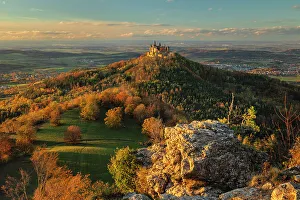 Golden Light Prints: Burg Hohenzollern Castle, Swabian Jura, Baden-Wurttemberg, Germany, Europe
