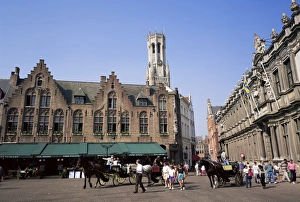 Belfry Tower Prints: Burg Square and Belfry Tower, Bruges, Belgium, Europe