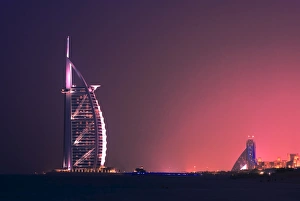 Burj al Arab hotel in the evening