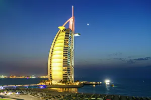Dubai Prints: Burj Al Arab hotel at night, iconic Dubai landmark