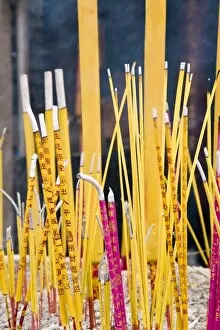 Burning incense at A Ma Temple, Macau, China, Asia