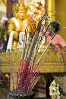 Burning incense, Shwedagon Paya, Yangon (Rangoon), Myanmar (Burma), Asia