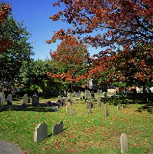Customs Prints: Burying Point, Salems old cemetery, Salem, Massachusetts, New England