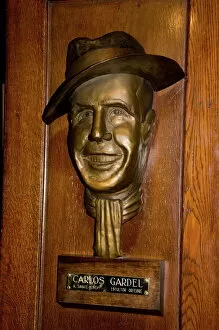 Bust of Carlos Gardel famous for tango, Cafe Tortoni, a famous tango cafe restaurant