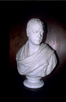 Scottish Border Prints: Bust of Sir Walter Scott in the library