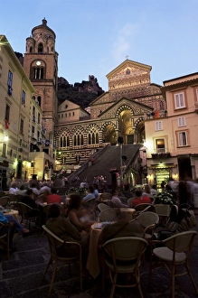 Chair Prints: Busy pavement cafe at dusk
